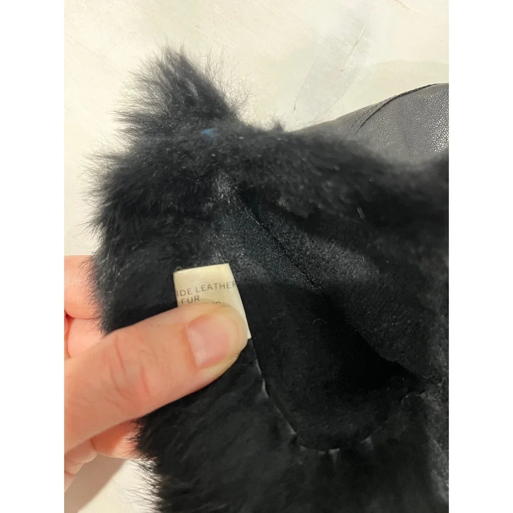 Leather Gloves with Rabbit Fur Cuffs Women's Dress Gloves Winter‎